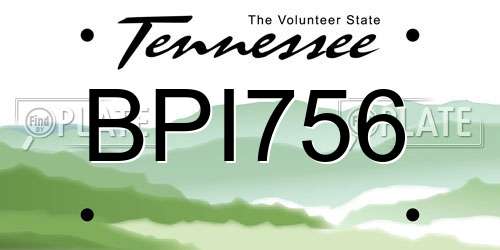 BPI756 Tennessee License Plate