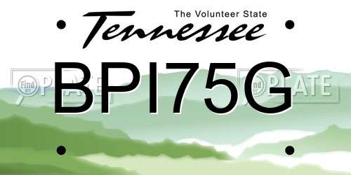 BPI75G Tennessee License Plate