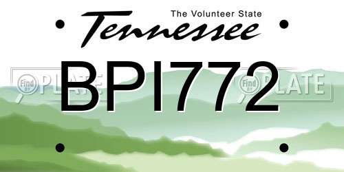 BPI772 Tennessee License Plate