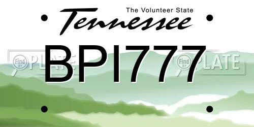 BPI777 Tennessee License Plate