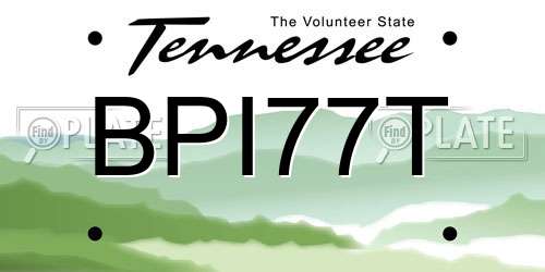 BPI77T Tennessee License Plate