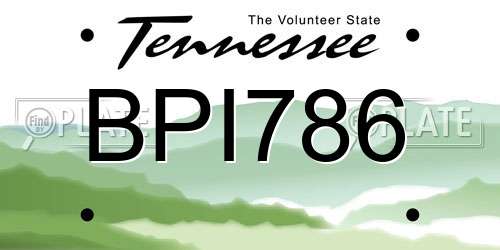 BPI786 Tennessee License Plate