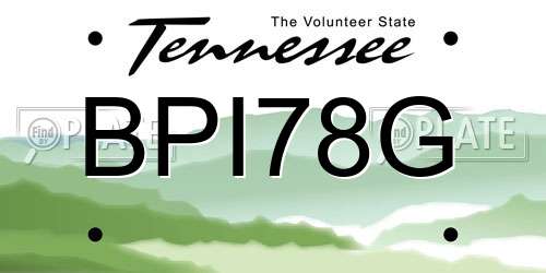 BPI78G Tennessee License Plate