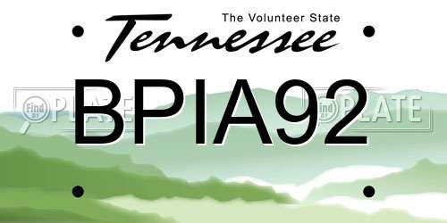 BPIA92 Tennessee License Plate