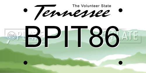 BPIT86 Tennessee License Plate