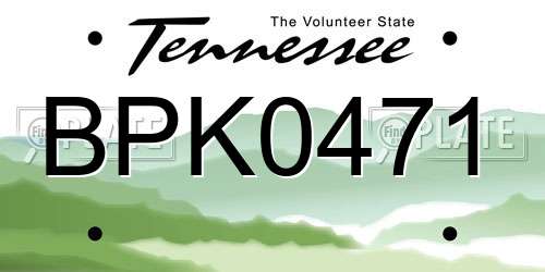 BPK0471 Tennessee License Plate