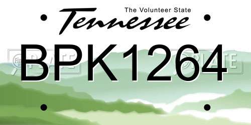 BPK1264 Tennessee License Plate