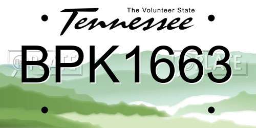 BPK1663 Tennessee License Plate