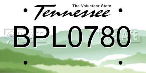 BPL0780 Tennessee License Plate