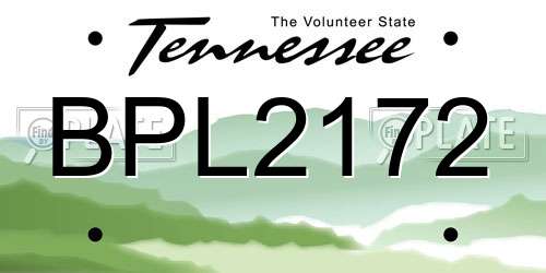 BPL2172 Tennessee License Plate