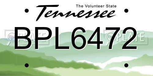 BPL6472 Tennessee License Plate