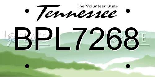 BPL7268 Tennessee License Plate