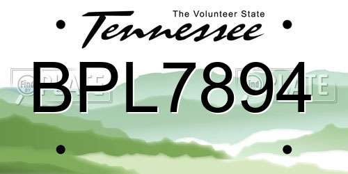 BPL7894 Tennessee License Plate