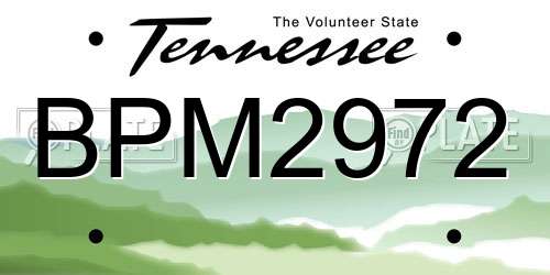 BPM2972 Tennessee License Plate