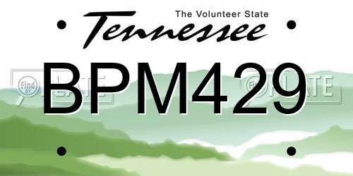 BPM429 Tennessee License Plate