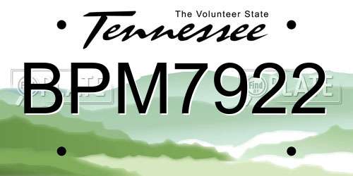 BPM7922 Tennessee License Plate