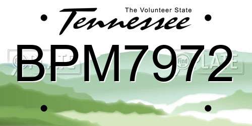 BPM7972 Tennessee License Plate