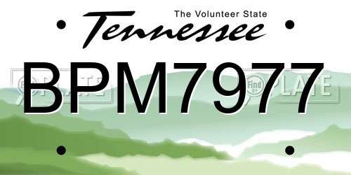 BPM7977 Tennessee License Plate