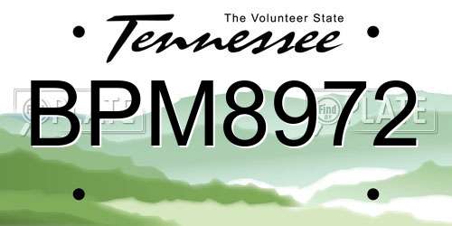 BPM8972 Tennessee License Plate