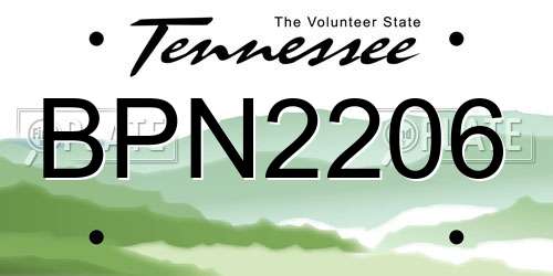 BPN2206 Tennessee License Plate