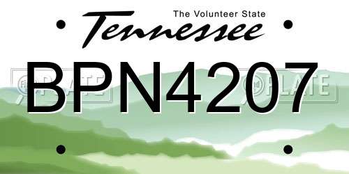 BPN4207 Tennessee License Plate