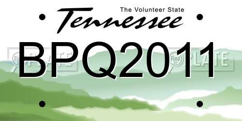 BPQ2011 Tennessee License Plate