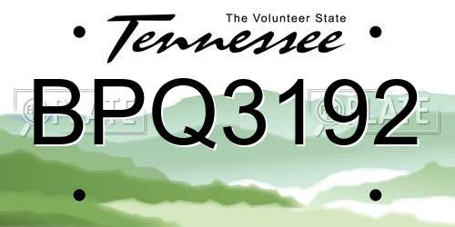 BPQ3192 Tennessee License Plate