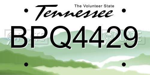 BPQ4429 Tennessee License Plate