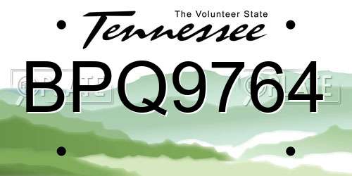 BPQ9764 Tennessee License Plate