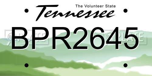 BPR2645 Tennessee License Plate