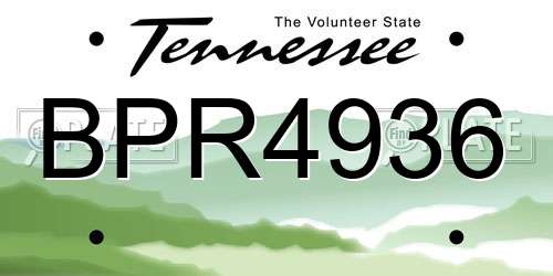 BPR4936 Tennessee License Plate