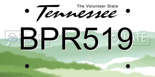 BPR519 Tennessee License Plate
