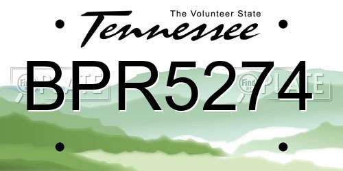 BPR5274 Tennessee License Plate