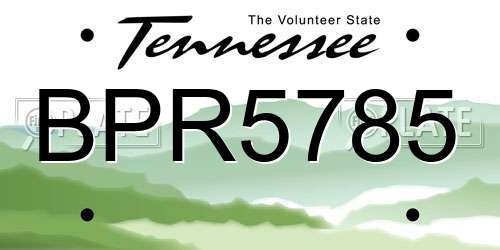 BPR5785 Tennessee License Plate