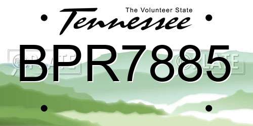 BPR7885 Tennessee License Plate