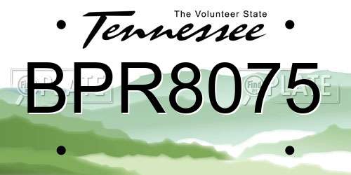 BPR8075 Tennessee License Plate