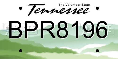 BPR8196 Tennessee License Plate