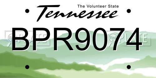 BPR9074 Tennessee License Plate