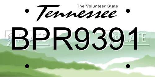 BPR9391 Tennessee License Plate
