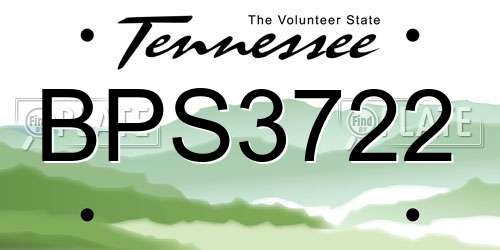 BPS3722 Tennessee License Plate