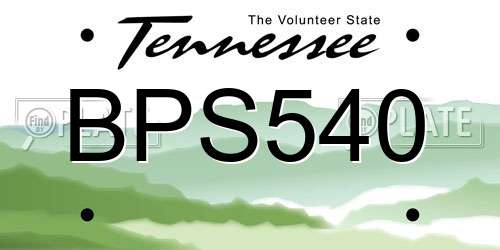 BPS540 Tennessee License Plate