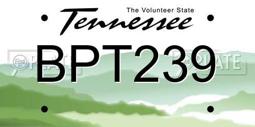 BPT239 Tennessee License Plate