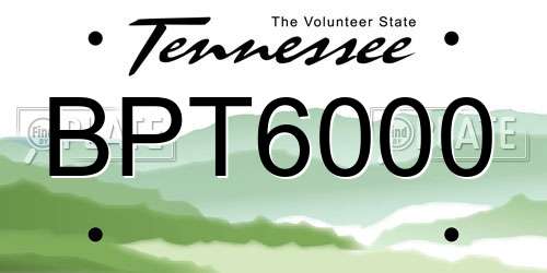 BPT6000 Tennessee License Plate