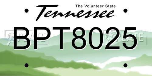 BPT8025 Tennessee License Plate