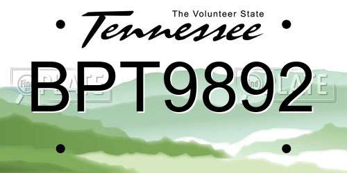 BPT9892 Tennessee License Plate