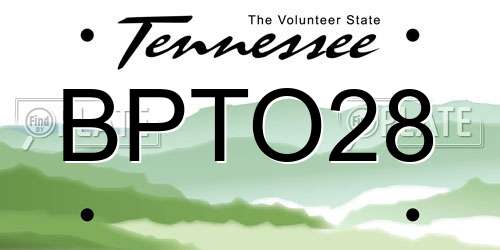 BPTO28 Tennessee License Plate