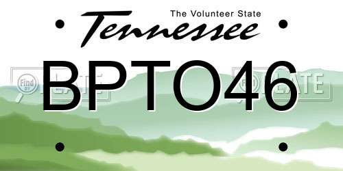 BPTO46 Tennessee License Plate