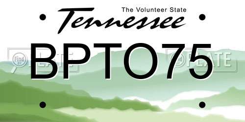 BPTO75 Tennessee License Plate