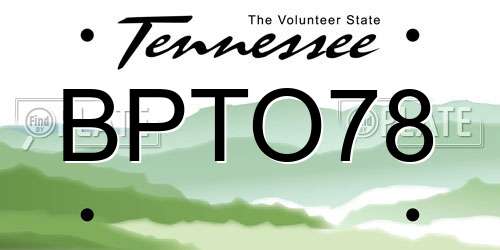 BPTO78 Tennessee License Plate