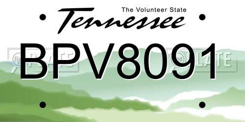 BPV8091 Tennessee License Plate